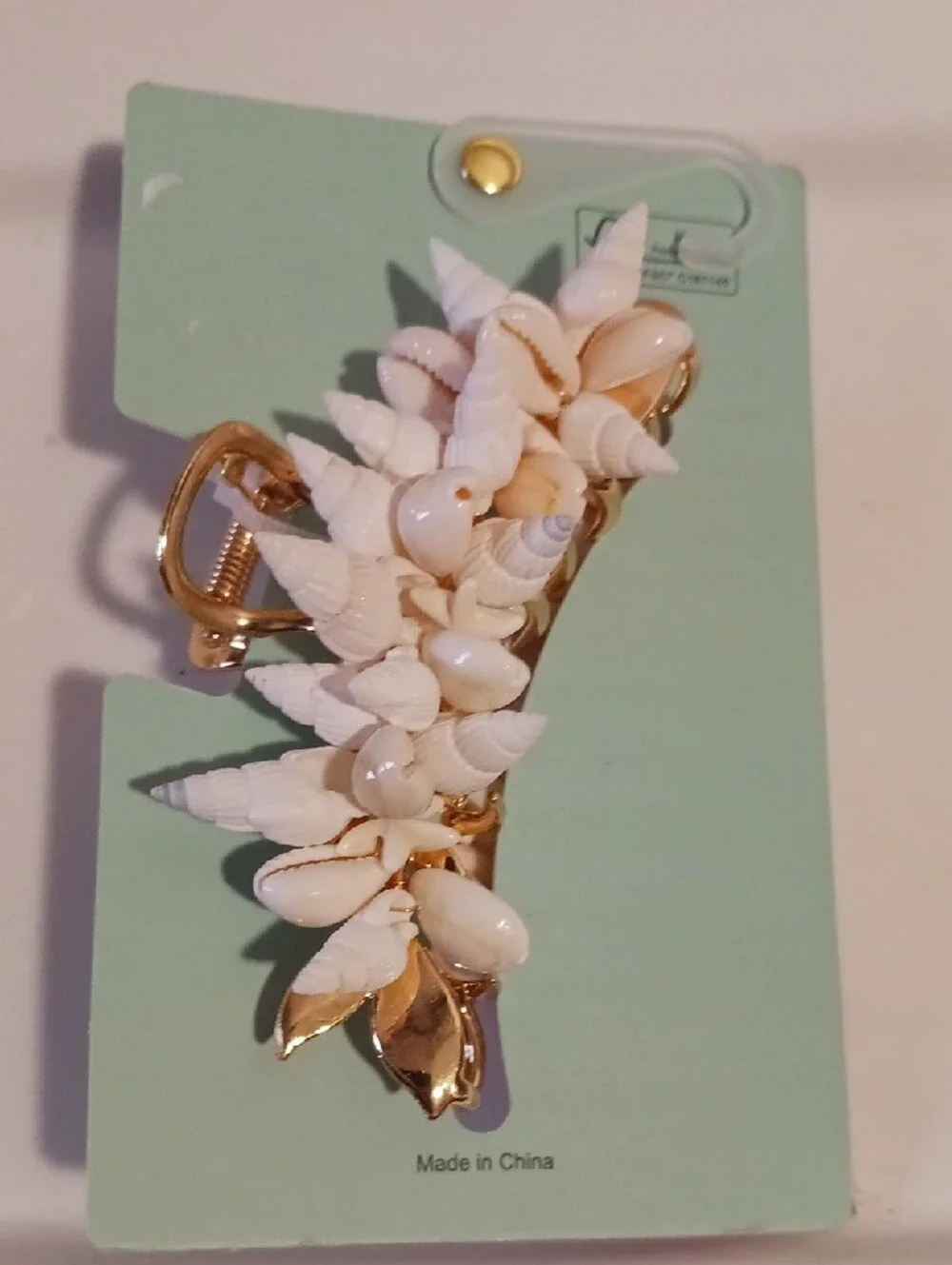 Gorgeous! Piper.k Natural 🐚Shell Cluster Hair Clip - Goldtone White & Cream🐚🪸
